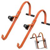 Ladder Stabilizer, Roof Ladder Standoff, Heavy Duty Ladder Stabilizer Accessory with Non-marring Rubber End Caps (Orange wHooks) - Retail: $40