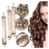 BLINKEEN Satin Heatless Hair Curler 3Sets6PCS, Flexi Rod for All Hair Types, No Heat Curlers to Sleep In - C-3Sets-Golden - Retail: $10