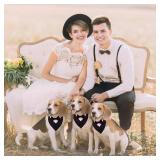 ADOGGYGO Formal Dog Tuxedo, Wedding Dog Collar with Bow Tie, Adjustable Pet Wedding Collar Bandana for Small Medium Large Dogs (Small, Black) - Retail: $13