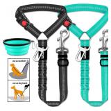 3 Piece Dog Car Seat Belt Set - Retractable Adjustable Pet Seatbelts for Vehicle Headrests - Heavy Duty, Elastic and Durable Car Harness for Dogs - Retail: $8