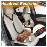 3 Piece Dog Car Seat Belt Set - Retractable Adjustable Pet Seatbelts for Vehicle Headrests - Heavy Duty, Elastic and Durable Car Harness for Dogs - Retail: $8