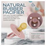 Itzy Ritzy Natural Rubber Newborn Pacifiers (Set of 2)  Baby Pacifiers with Cherry-Shaped Nipple and Large Air Holes for Added Safety; Set of 2 Binkies in Blossom and Rosewood (Ages 0  6 Months) -