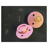 Itzy Ritzy Natural Rubber Newborn Pacifiers (Set of 2)  Baby Pacifiers with Cherry-Shaped Nipple and Large Air Holes for Added Safety; Set of 2 Binkies in Blossom and Rosewood (Ages 0  6 Months) -