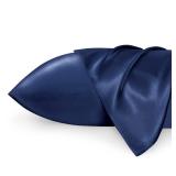 Bedsure Satin Pillowcases, Similar to Silk Pillow Cases Queen Size Set of 2, Pillow Case for Sleeping Women with Envelope Closure, Gifts for Women Men, Navy, 20x30 Inches, 2pcs - Retail: $8