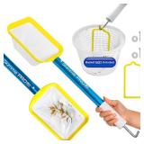Skimmie Pro (Short Version) 22.5 Pool Skimmer: Lightweight, Fine Mesh Net, and Stainless Steel Hook  Ideal for In-GroundAbove-Ground Pools, Fountains, Ponds, Hot Tubs, and Cold Plunges - Retail: $