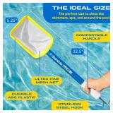 Skimmie Pro (Short Version) 22.5 Pool Skimmer: Lightweight, Fine Mesh Net, and Stainless Steel Hook  Ideal for In-GroundAbove-Ground Pools, Fountains, Ponds, Hot Tubs, and Cold Plunges - Retail: $