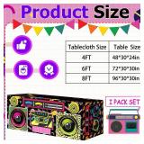 xbaiyanr 6FT 80s 90s Theme Party Tablecloth, 80s 90s Decorations for Back to 80s 90s Hip Hop Birthday Party - Retail: $22