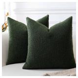 OTOSTAR Pack of 2 Textured Boucle Throw Pillow Covers Square Pillow Cases Cozy Soft Decorative Couch Cushion Case for Chair Sofa Bedroom Living Room Home Decor 24 x 24 Inch, Forest Green - Retail: $17