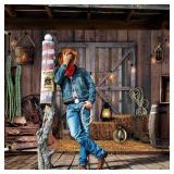 Moukeren Western Party Backdrop Western Cowboy Party Decoration Wild West Decor Wooden House Barn Photo Background for Birthday Wedding Supply(7 x 5 ft,Classic Style) - Retail: $13