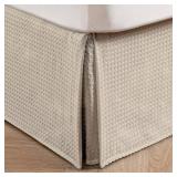 MIYE Pleated Waffle Weave Bed Skirt, Tailored Dust Ruffle 12 Inch Drop Easy Fit, Machine Washable,No Split Corners (Beige,Cal King - 12" Drop)