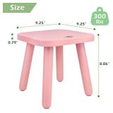 BEEandOAK Wooden Step Stools for Adults, Solid Rubber Wood Non-Slip Step Foot Stool, Heavy Duty 300 lbs One Step Stool for Bedroom, Bathroom, Kitchen ( Pink, 9.25" (D) x 9.25" (W) x 8.86" (H) )