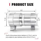 *Used* Stainless Steel 2.75 to 3 Inch Exhaust Adapter, 2.75" ID to 3" ID Exhaust Reducer Connector Pipe with Clamp