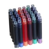 30 PCS Jinhao Fountain Pen Ink Cartridges Refill 6 Colors Set, Black, Blue, Apple Green, Purple, Red and Orange International Standard Size 2.6mm Bore Diameter - Retail: $9