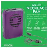 O2COOL Battery Powered Deluxe Necklace Fan For Personal Cooling With Adjustable Lanyard (Purple) - Retail: $10