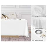 Surmente 2 Pack White Rectangle Tablecloth 90 x 132-inch Rectangular Polyester Table Cloth for Weddings, Banquets, or Restaurants - Retail: $26