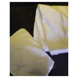 Surmente 2 Pack White Rectangle Tablecloth 90 x 132-inch Rectangular Polyester Table Cloth for Weddings, Banquets, or Restaurants - Retail: $26