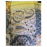 WONGS BEDDING Boho Quilt Set King Size, Blue Patchwork Plaid Bedspread Bedding Sets Paisley Soft Microfiber Quilts for King Bed 3 Pieces Coverlet Set for All Season (104"x90")
