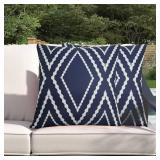 Adabana Outdoor Waterproof Throw Pillow Covers Set of 2 Boho Geometric Pillows Cover for Patio Garden 16 x 16 Inch Navy Blue - Retail: $14