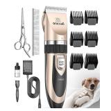 oneisall Dog Clipper Low Noise, Dog Grooming Kit with Rechargeable, Pet Shaver Cordless Electric Quiet Hair Clipper Set for Dogs Cats Pets?Gold? - Retail: $30