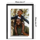 Americanflat 6x8 Floating Picture Frame with Shatter-Resistant Glass - Fits 5x7 Photos or Smaller - Slide-In Photo Frame - Fusion Float Collection - Floating Frame for Tabletop or Wall Display - Black