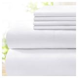 Bysure Hotel Luxury Bed Sheets Set, Queen Size, In White - Retail: $25