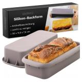 GOURMEO Rectangular Silicone Plumcake Pan 11 3/4 inch - Rectangular Cake Pan for Oven - Large Size with 2.2 lb Flour Dough Capacity