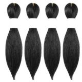 Osuntress Braiding Hair Pre Stretched 10 Inch 4 Packs, Short Hair Extensions for Braids, Synthetic Braiding Hair Prestretched 1B(Natural Black)