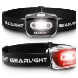 GearLight 2Pack LED Headlamp - Outdoor Camping Head Lamps with Adjustable Headband - Lightweight Battery Powered Bright Flashlight Headlight with 7 Modes and Pivotable Head and Red Light