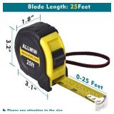 Tape Measure 25 Ft - Metal Retractable Tape Measure with Fractions, Easy Read, 1-inch Wide X 25 Foot