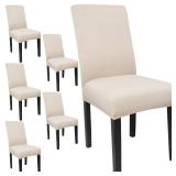 JQinHome Dining Chair Slipcover,High Stretch Removable Washable Chair Seat Protector Cover for Home Party Hotel Wedding Ceremony (Beige White)