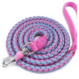 Mycicy 2/3/4/6/10 Foot Reflective Dog Leash Strong Nylon Rope Braided Heavy Duty for Large and Medium Small Dogs Walking Training Leads (Pink, 4ft * 1/2\")