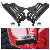 Front Foot Pegs For Jeep Wrangler 2007-2025 JK JL Gladiator JT Exterior Door Hinge Rest Pedals Foot Rest Kick Panels Accessories with US Flag Metal Black Powder Coating (2 PACK)