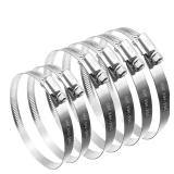 maierke 6PCS Adjustable 304 Stainless Steel Duct Clamps Hose Clamp,8 Inch and 6 Inch Pipe Clamp Air Ducting Clamp(5.55\"-6.5\"/141-165mm and 7.64\"-8.5\"/194-216mm)