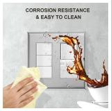 MLLIZH 2 Gang Decorator Outlet Covers Double Switch Plate Metal Rocker Wall Plate, Stainless Steel Receptacle Outlet Covers for Light Switches, Dimmers, GFCI, Receptacle, USB Outlet, 5-Pack