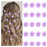 YISSION 20Pcs Mini Purple Flower Hair Clips for Girls & Women - Cute Flower Hair Pins & Barrettes for Wedding & Bridal Hair Accessories