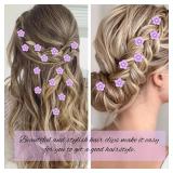 YISSION 20Pcs Mini Purple Flower Hair Clips for Girls & Women - Cute Flower Hair Pins & Barrettes for Wedding & Bridal Hair Accessories