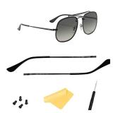 Temples Arms Legs Replacement for Ray Ban RB3561 6448 3689 Sunglasses Repair Kits with Screws (Black arms&Black Tips)