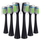 Toothbrush Replacement Heads Compatible with WaterPik Complete Care 5.0 & 9.0(WP-861/CC-01), 6 Count (Black)