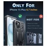FNTCASE for iPhone 15 Plus Case: for iPhone 14 Plus Case Military Grade Rugged Cell Phone Cover with Kickstand | Shockproof TPU Protection Bumper Matte Textured Design 6.7 inches (Black)