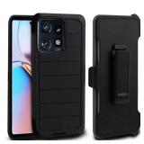 Thousandgear Compatible for Motorola Moto Edge 5G 2024 Case, Durable Military-Grade Belt Clip Holster Heavy Duty Defender Case Dustproof Shockproof Protection 3 in 1 Rugged Cover (Defender Black)