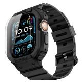 amBand Rugged Band & Case Compatible with Apple Watch Ultra 3/2/1 49mm, Military Protective Bumper Cover & Soft Strap, with Screen Protector Kit, Compatible with iWatch Ultra, Black â for Men & W