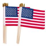 8x12 Inch Small American Flags on Sticks, US Handheld WoodenStick flag with Kid-Safe Spear Top,Memorial Day,Independence Day, Patriotic Decorations,Yard Gladen Flag