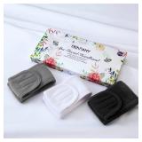 Denfany Spa Headband 3 Pack Ultra Soft Adjustable Face Wash Headband Terry Cloth Stretch Make Up Wrap for Face Washing, Shower, Facial Mask, Yoga (Black + White + Grey)
