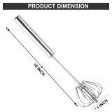 Stainless Steel Whizzy Whisk, Semi Automatic Whisk Egg Whisks Mixer for Stirring, Blending, Whisking, & Beating Blender, Hand Push Mixer (10 inches)