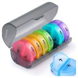 Sukuos Large Weekly Pill Organizer 2 Times a Day, Daily Pill Box 7 Day Easy to Open with Double Protection, AM PM Pill Case for Medicine/Vitamin/Fish Oil/Supplements