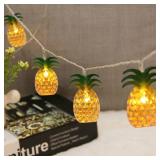 Vigdur 2 Packs Pineapple String Lights - Battery Operated with 20LED Fun Patio Lights for Party Bedroom Home Birthday Indoor Outdoor Hawaiian Tropical Tiki Gifts Decor,13Ft