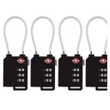 TSA Lock Security 3 Digit Combination Suitcase Luggage Bag Code Lock Padlock (Black-4-Pack)