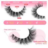 GVEFETIEE Cat Eye Lashes 8 Pairs Mink False Eyelashes Natural Look Soft Faux Mink Lashes Fluffy Wispy Lashes Handmade Lightweight Fox Eye D Curl Comfortable Clear Band Eyealshes
