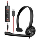 NUBWO HW02 USB Headset with Microphone Noise Cancelling &in-line Control, Ultra Comfort Computer Headset for Laptop pc, On-Ear Wired Office Call Center Headphone for Boom Skype Webinarsï¼Blackï¼