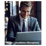 NUBWO HW02 USB Headset with Microphone Noise Cancelling &in-line Control, Ultra Comfort Computer Headset for Laptop pc, On-Ear Wired Office Call Center Headphone for Boom Skype Webinarsï¼Blackï¼